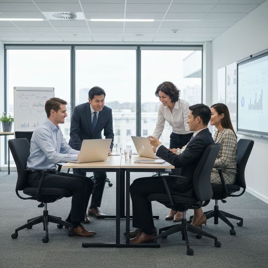 Modernes Büro-Team bei der Zusammenarbeit